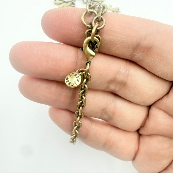 J Crew Signed Necklace Off White Crystal Stations Gold Tone Chain Statement - Picture 5 of 10